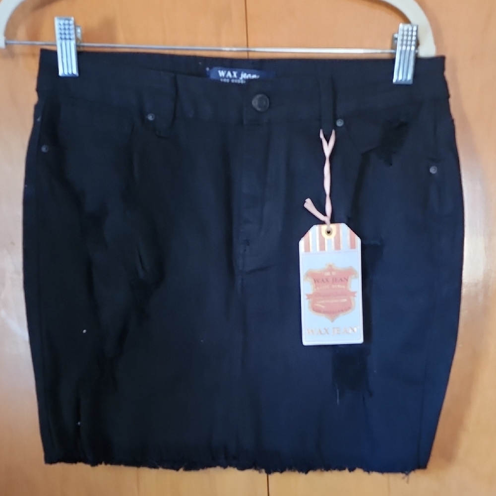 Wax Jean Black Mini Pencil Skirt